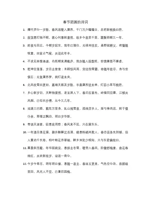 春节团圆的诗词