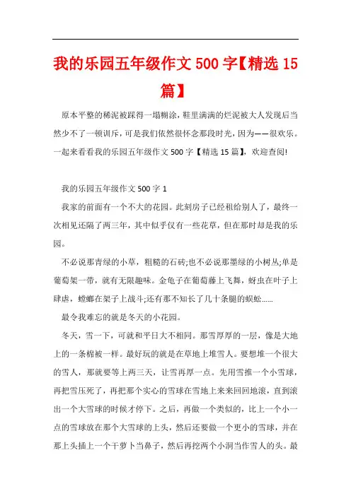 我的乐园五年级作文500字【精选15篇】