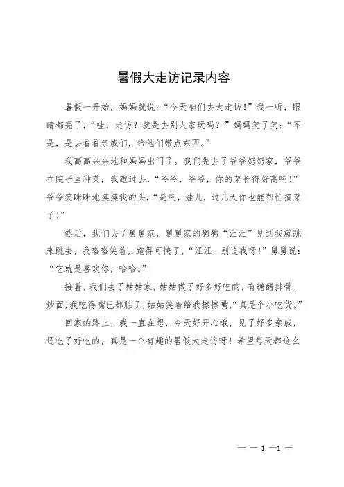 暑假大走访记录内容