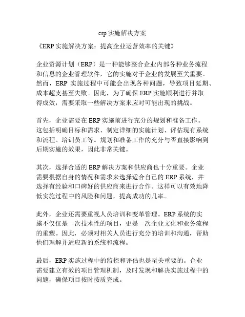 erp实施解决方案