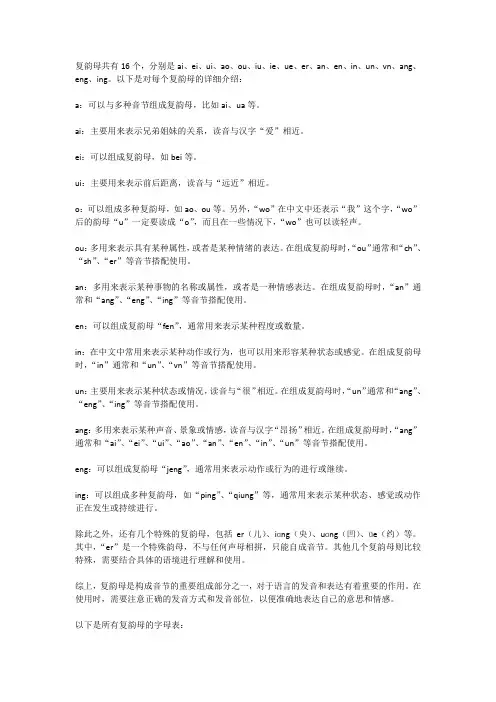 复韵母表24个字母表