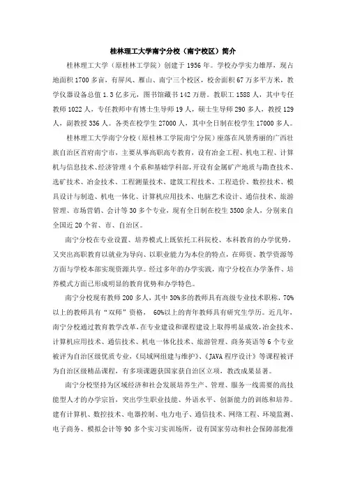 桂林理工大学南宁分校(南宁校区)简介
