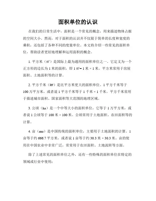 面积单位的认识