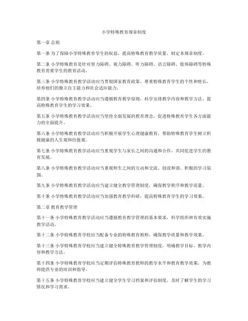 小学特殊教育规章制度