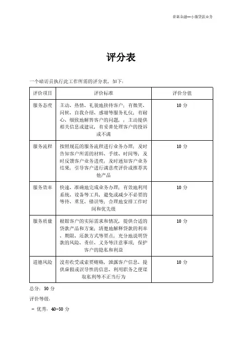 7银行神秘人暗访工作评分表