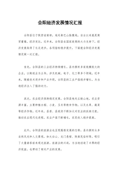 合阳经济发展情况汇报