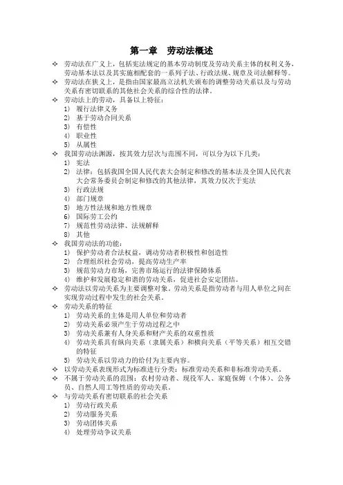 劳动法要点总结