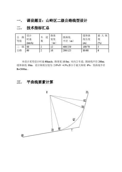 道路线型设计说明书