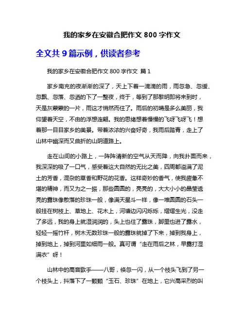 我的家乡在安徽合肥作文800字作文