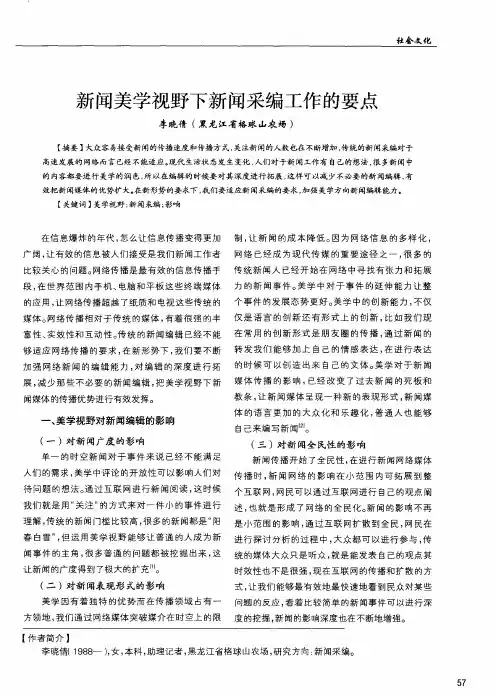 新闻美学视野下新闻采编工作的要点