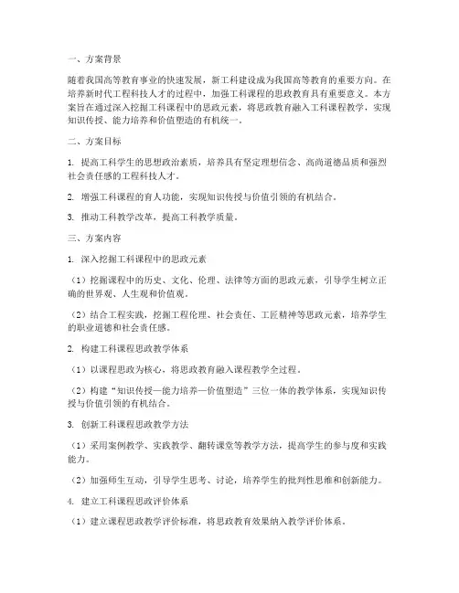 工科课程思政方案模板范文