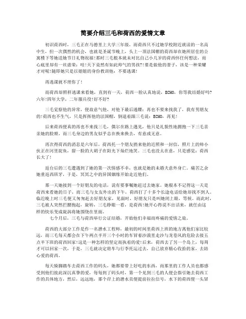 简要介绍三毛和荷西的爱情文章