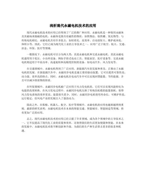 浅析现代永磁电机技术的应用
