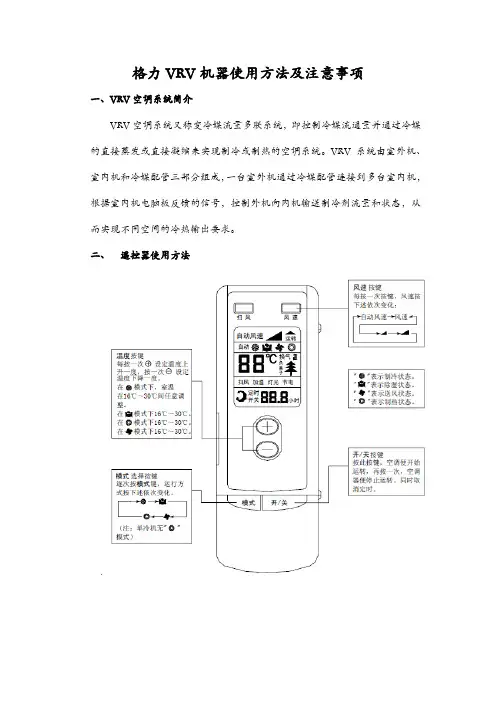 格力VRV机器日常使用及注意事项