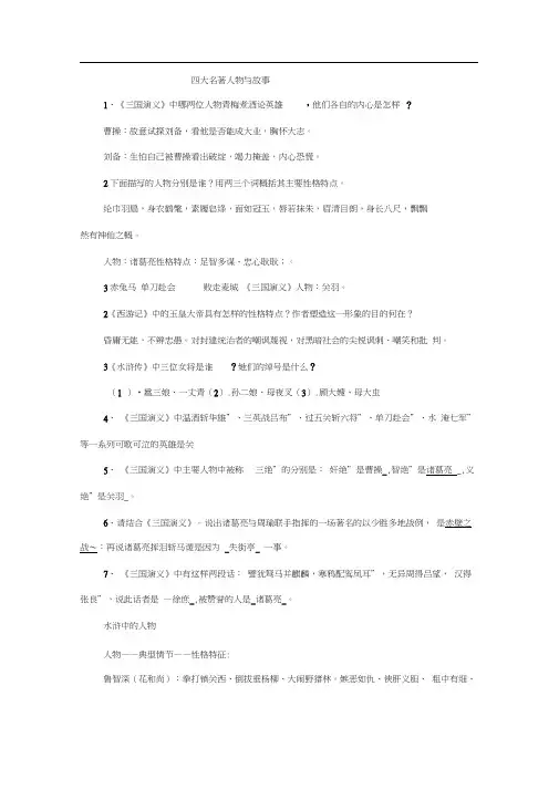 四大名著人物与故事