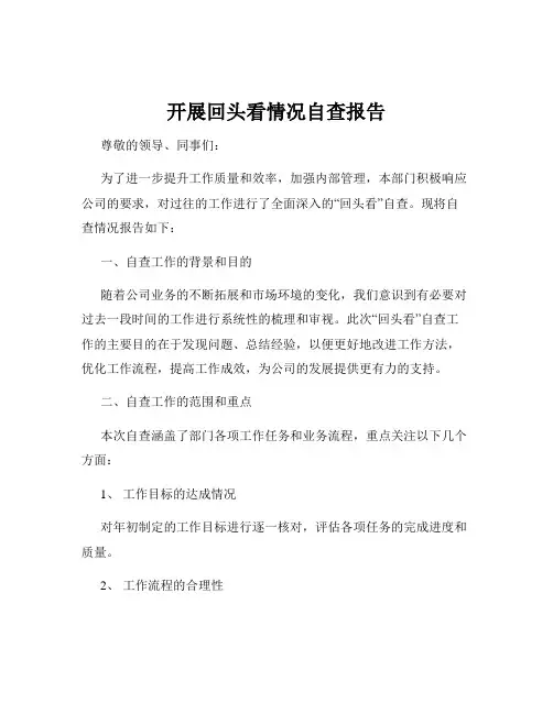 开展回头看情况自查报告