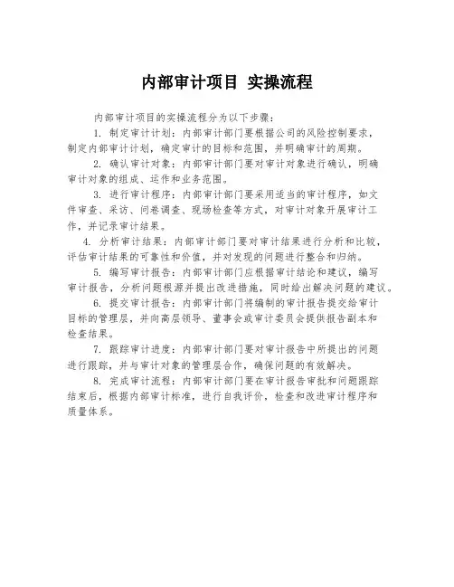 内部审计项目 实操流程