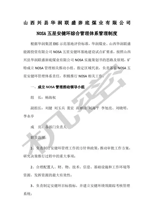 NOSA五星安健环综合管理体系管理制度