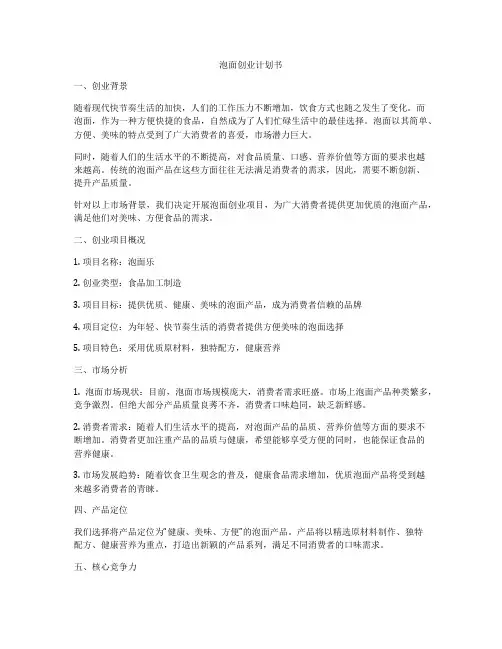 泡面创业计划书