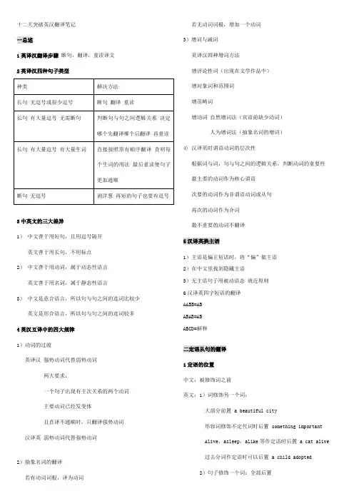 武峰十二天笔译 笔记总结