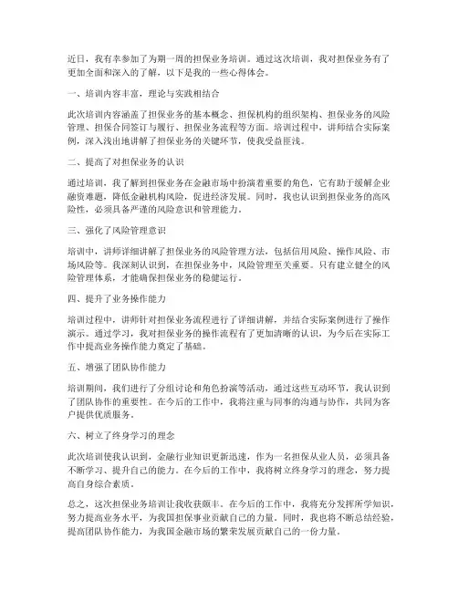 担保培训心得体会范文