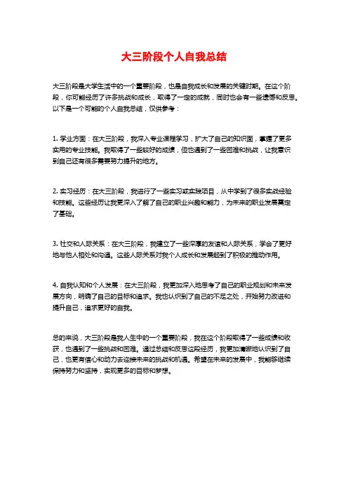 大三阶段个人自我总结
