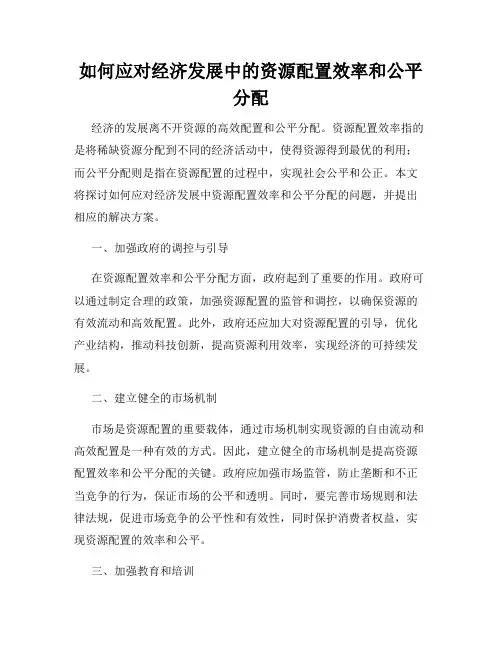 如何应对经济发展中的资源配置效率和公平分配