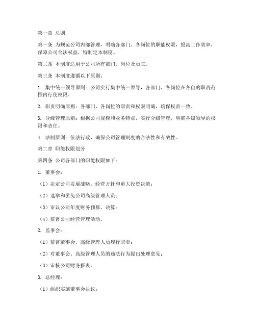 公司职能权限管理制度