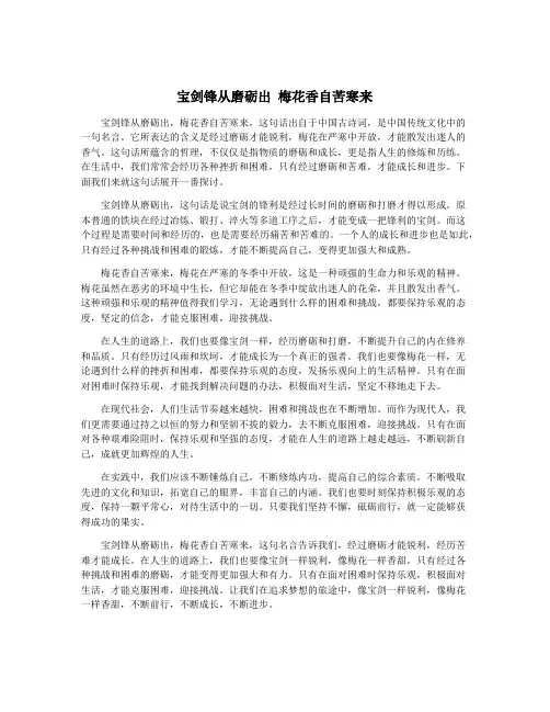 宝剑锋从磨砺出 梅花香自苦寒来
