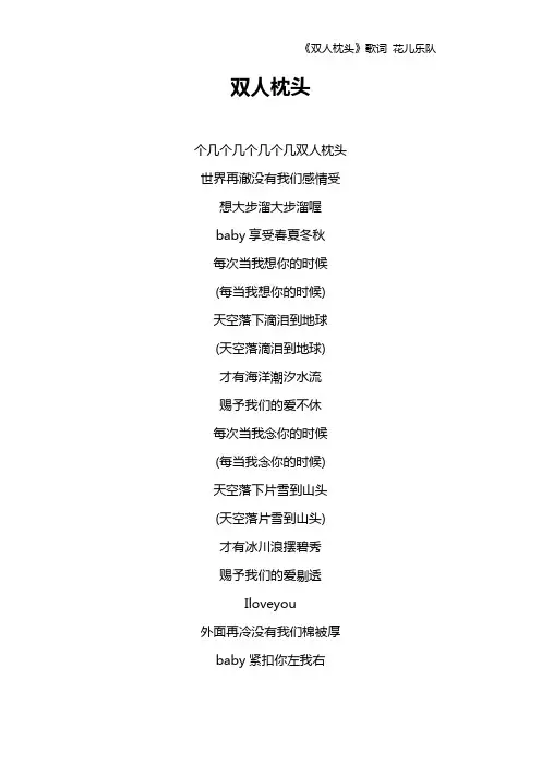 《双人枕头》歌词 花儿乐队