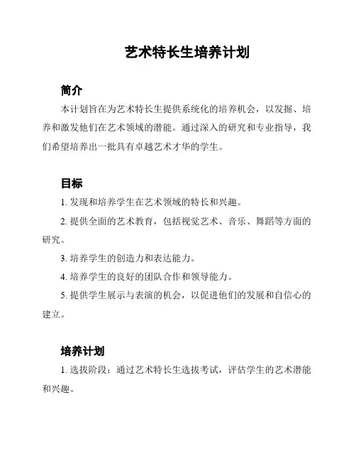 艺术特长生培养计划