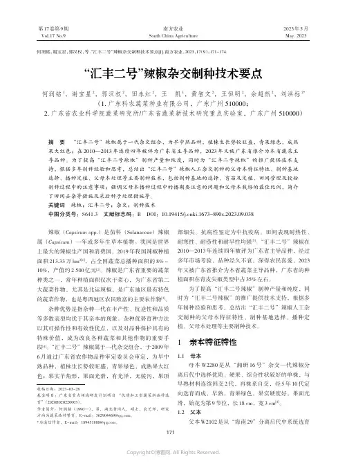 “汇丰二号”辣椒杂交制种技术要点