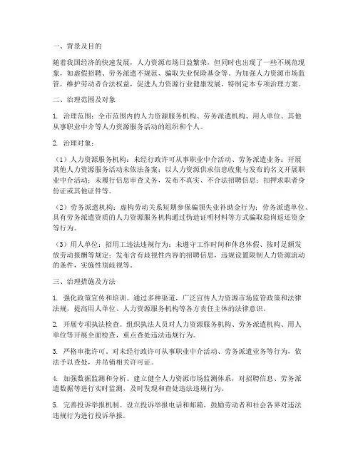 人力资源专项治理方案