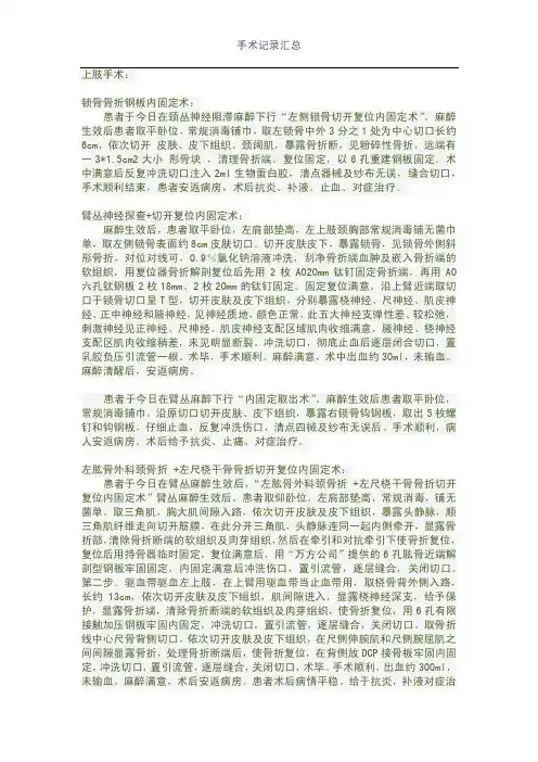 骨科手术记录汇总