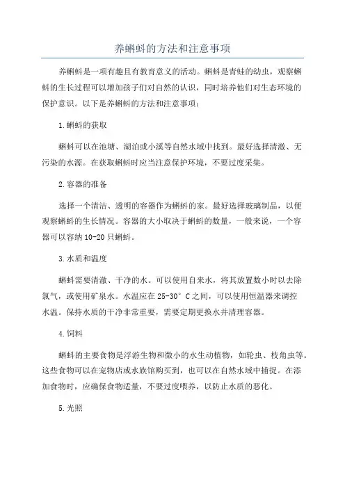 养蝌蚪的方法和注意事项