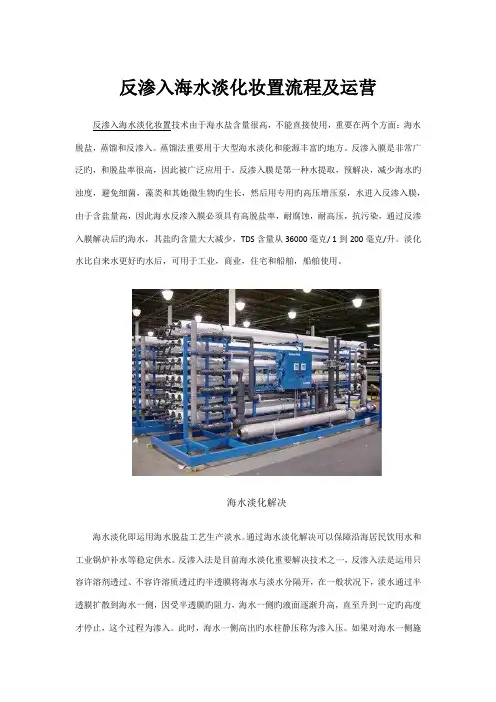 反渗透海水淡化装置标准流程及运行