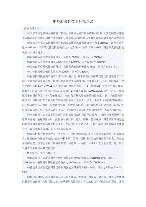 中外胶带机技术性能对比