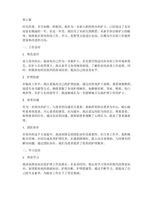 肾内科新护士年终总结(3篇)