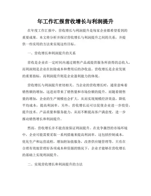 年工作汇报营收增长与利润提升