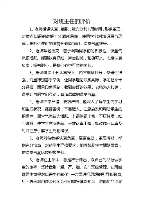 对班主任的评价