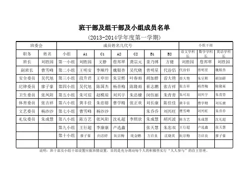 三一班班组干部名单