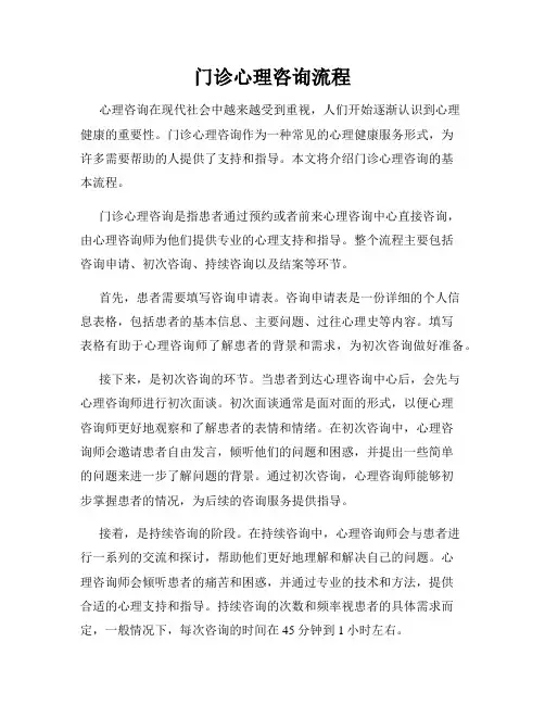 门诊心理咨询流程