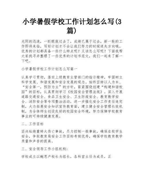 小学暑假学校工作计划怎么写(3篇)
