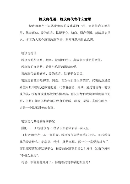 粉玫瑰花语,粉玫瑰代表什么意思.doc
