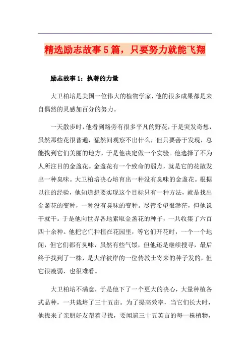 精选励志故事5篇,只要努力就能飞翔
