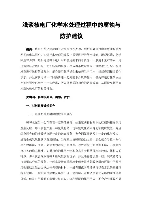 浅谈核电厂化学水处理过程中的腐蚀与防护建议