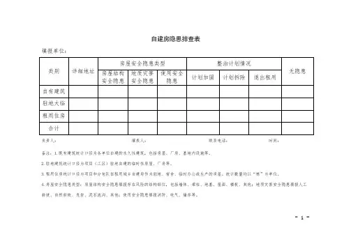 自建房隐患排查表