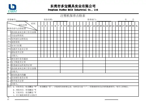 注塑机保养记录表