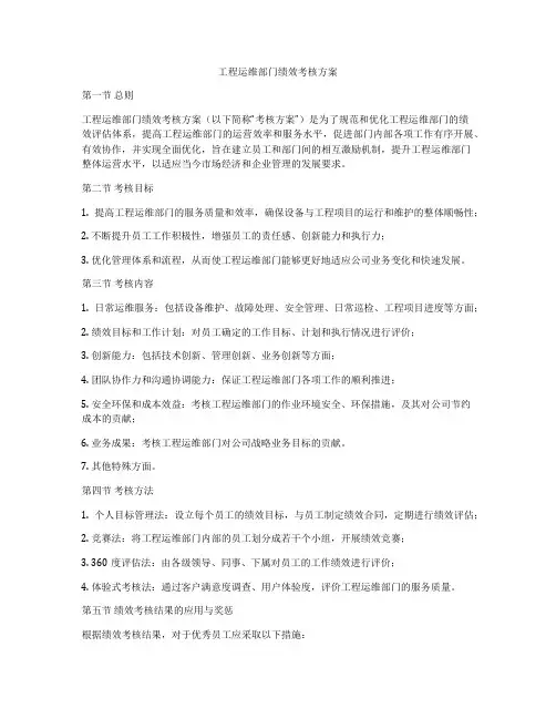 工程运维部门绩效考核方案