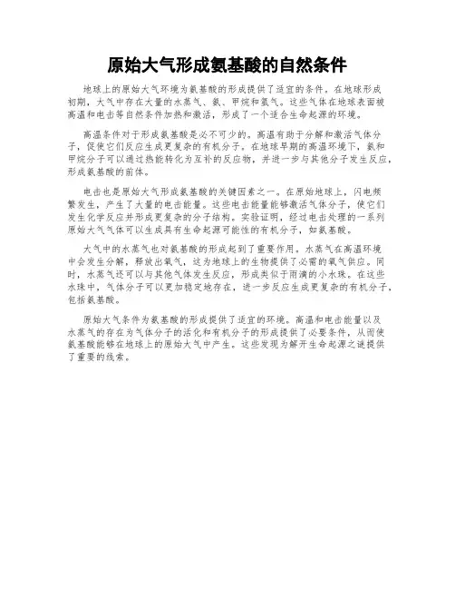 原始大气形成氨基酸的自然条件